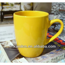 Glazed yellow solid plain ceramic coffee mugs